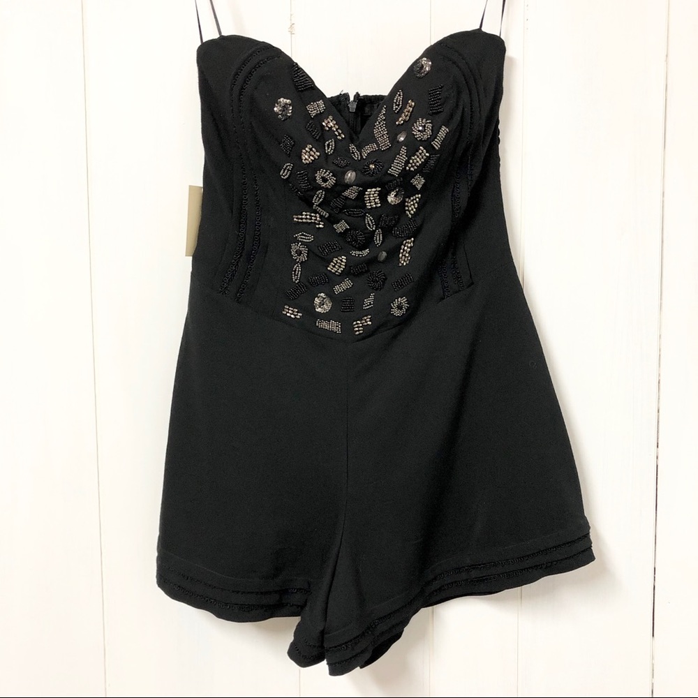Guess Black Sleeveless Romper with Beading